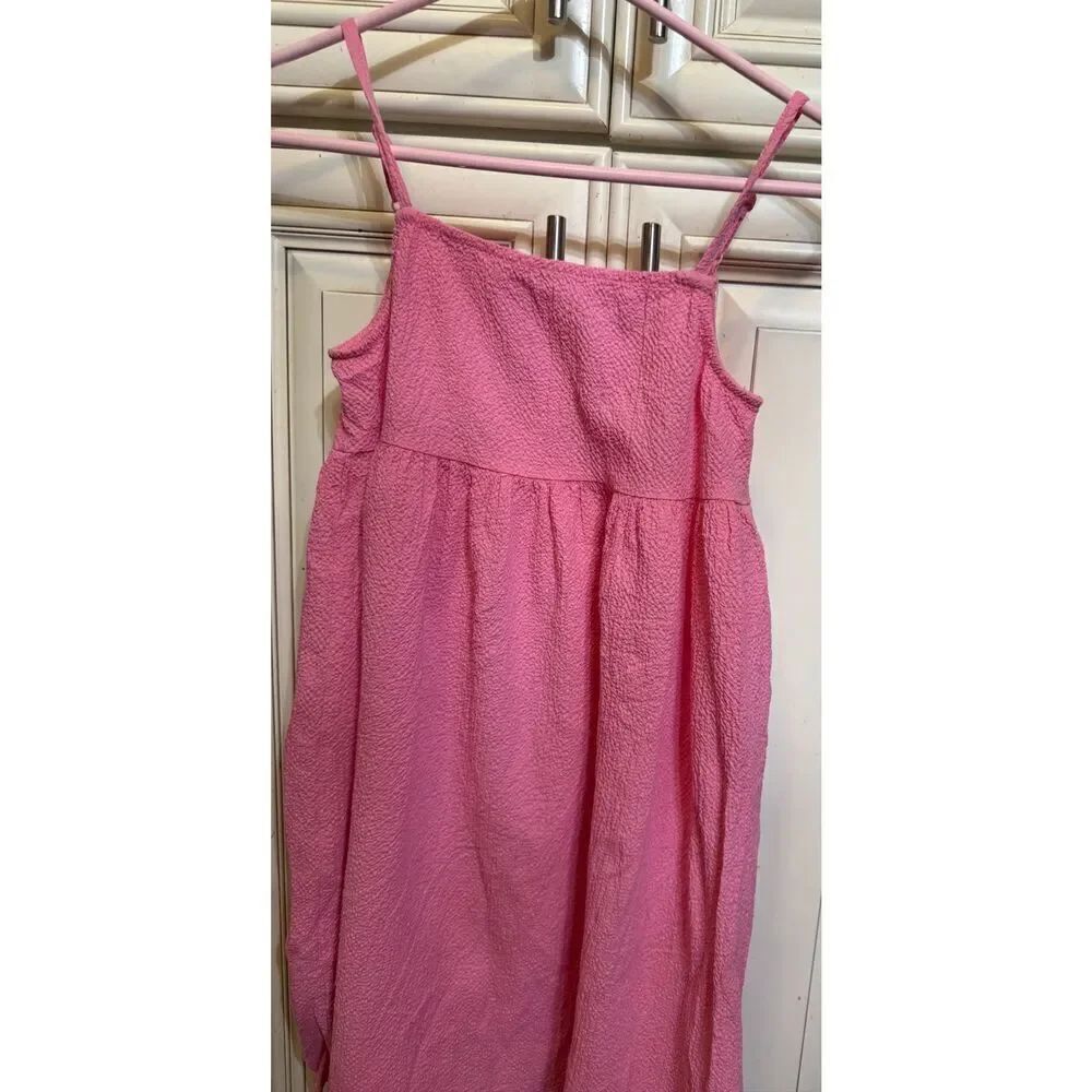 H&M Girls Adjustable Shoulder Strap Button Back Textured Dress Pink Size 10 - Picture 4 of 8